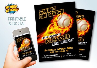 Baseball Invitation, Swing on Over Invitation, Baseball theme party, Baseball tags, Baseball party invite. 1028