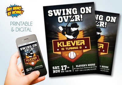 Swing on Over Invitation, Baseball theme party, Baseball tags, Baseball digital invitation. 1047