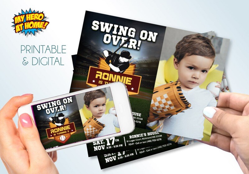 Baseball Invitation with Photo, Baseball digital, Baseball Thank you tags, Baseball birthday. 1047H