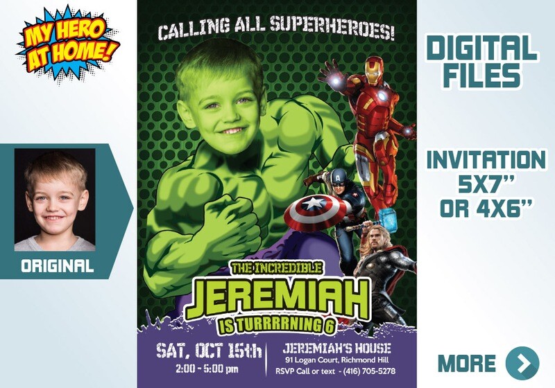 Custom Hulk Invitation, Hulk Party invitation, Hulk Invitation, Hulk Party decor, Hulk photo invitation. 378