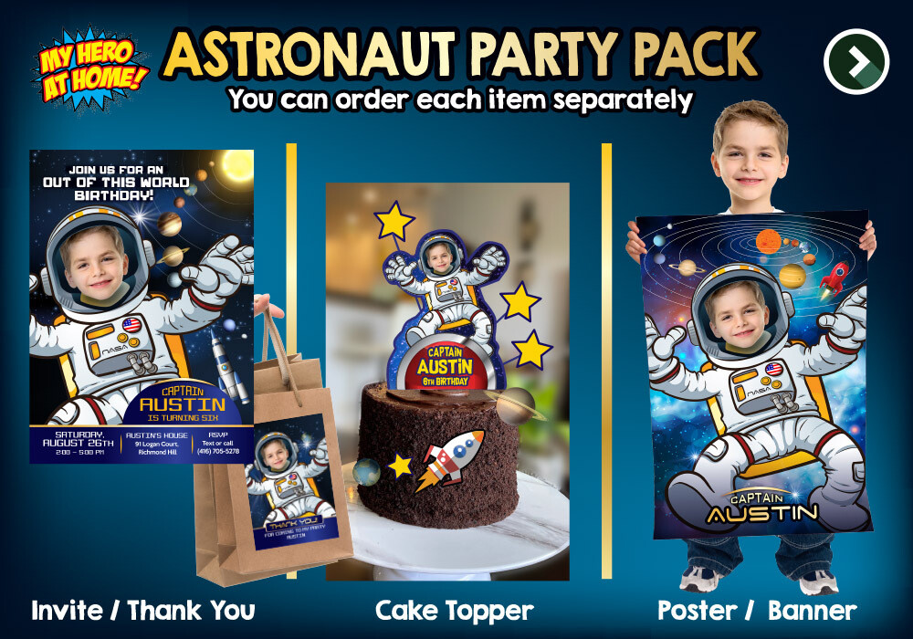 Astronaut theme Party, Astronaut Birthday Invitation, Astronaut thank you, Astronaut cake topper, Astronaut Poster, Astronaut favor tags. 655