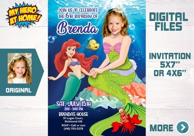 Little Mermaid template with photo, Little Mermaid photo template, template de la Sirenita con foto, Personalized Mermaid template. 658