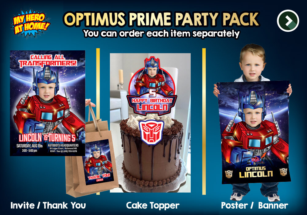 Optimus Prime theme Party, Optimus Prime Invitation, Optimus Prime thank you, Optimus Prime cake topper, Optimus Prime Poster, Optimus Prime personalized party. 668