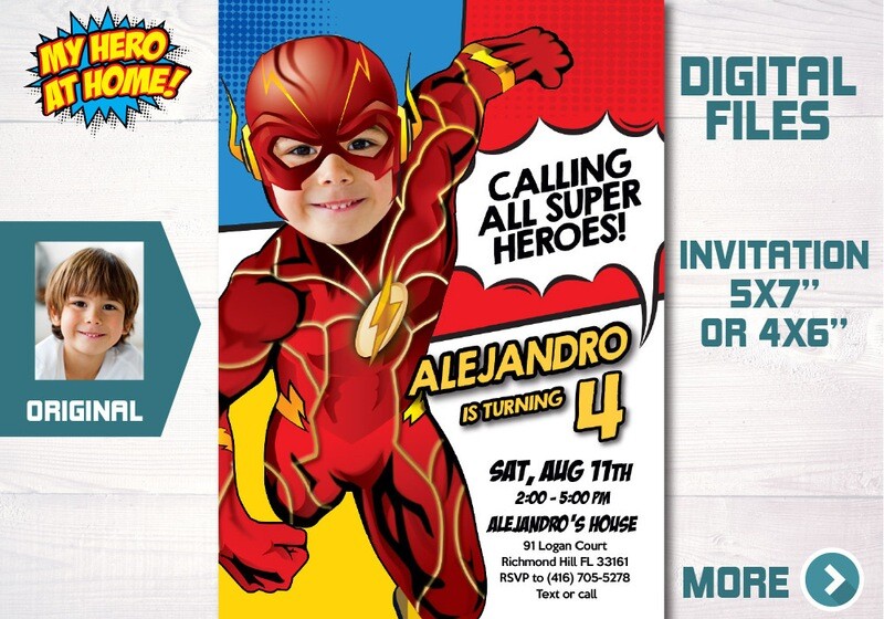 New Flash photo invitation, Flash 2023 invitation, Flash party invite, The Flash multiverse invitation, Flash favor tags. 693