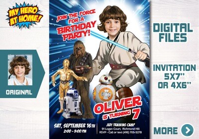 Jedi Party Invitation, Jedi birthday template, Star Wars Theme party, Jedi Digital Invitation, Star Wars Birthday template. 719