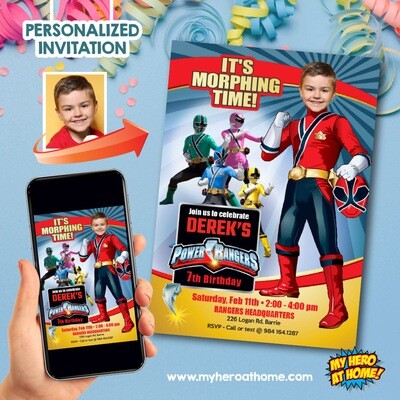 Power Rangers Morphing Time Invitation, Morphing Time theme Party, Morphing Time template. 751