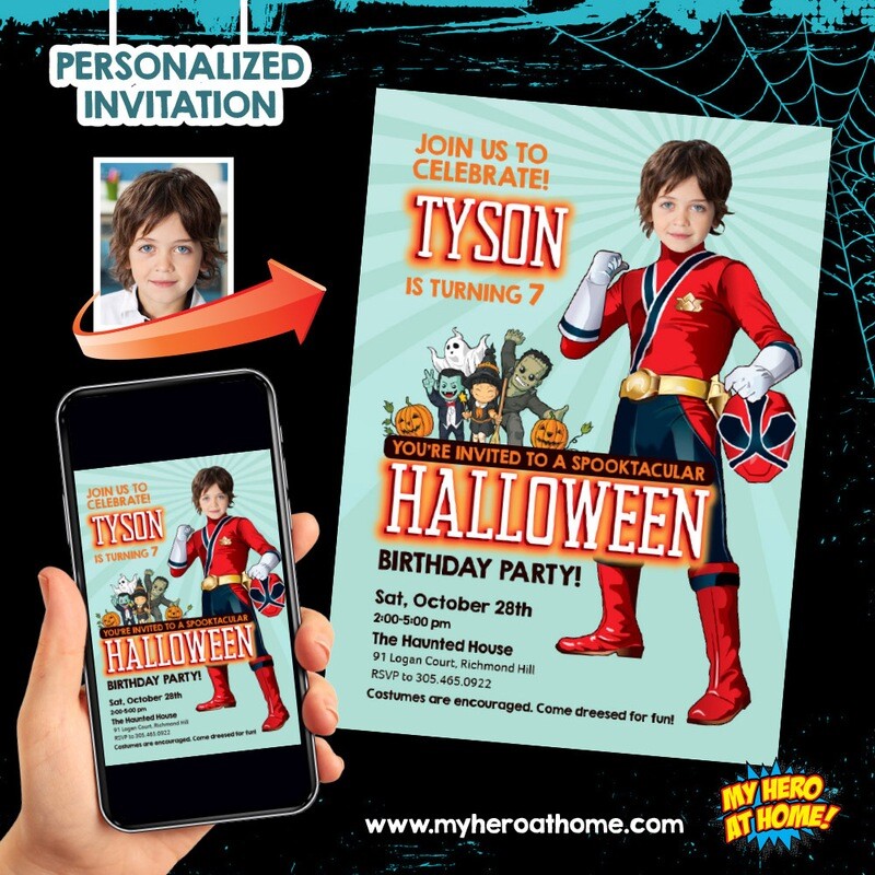 Power Rangers Halloween Invitation, Power Rangers Halloween template, Spooky Power Rangers Invitation. 757