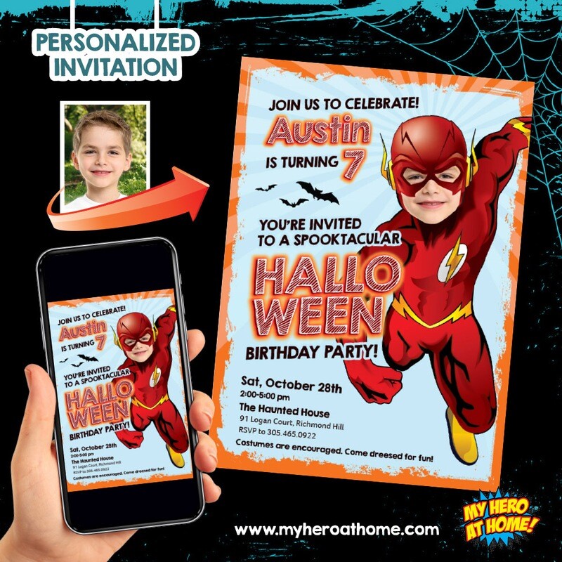 Flash Halloween Invitation, Flash Halloween template, Spooky Flash Invitation, Flash Invitation with photo. 1175