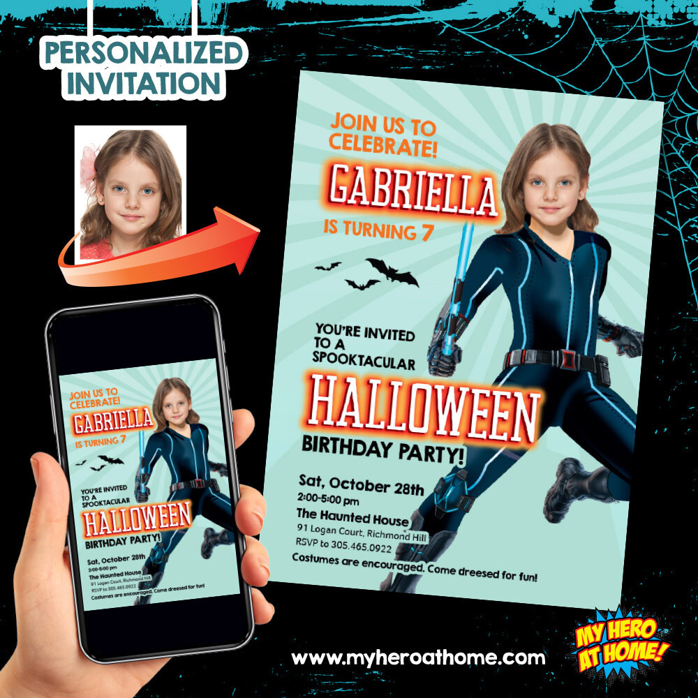 Black Widow Halloween Invitation Black Widow Party Invitation with photo Black Widow Halloween Invitation Black Widow Party Invitation with photo