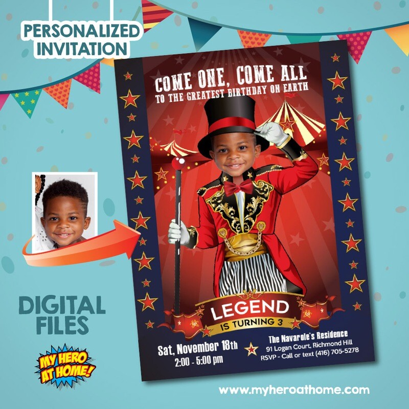 The greatest show invitation, Circus theme party, Fair theme party, Circus Invitation, Carnival Invitation, Circus party favors. 545