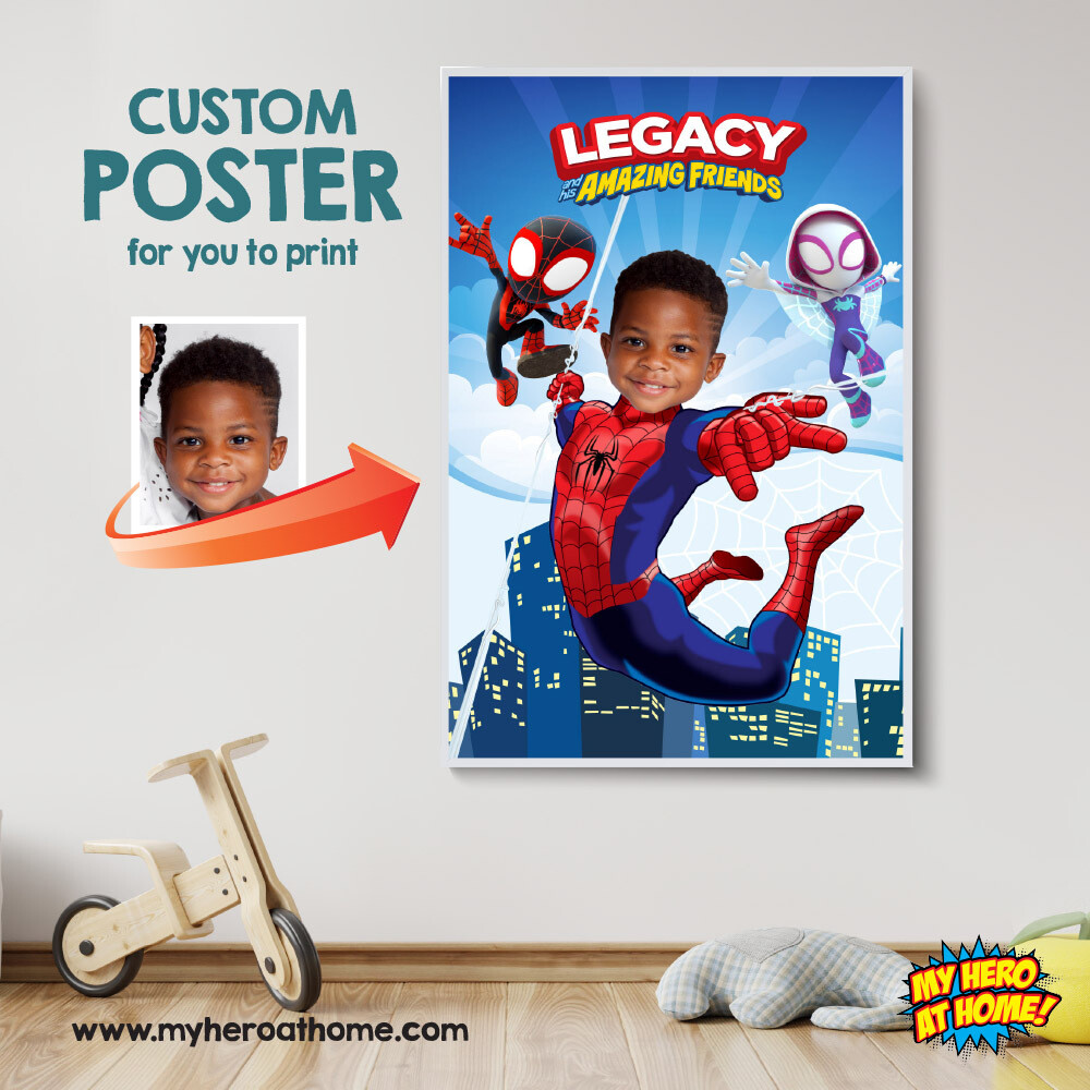 Custom Spidey and his amazing friends Poster, Spidey Wall decor, Spidey party Decor, Custom Spiderman Poster. 786