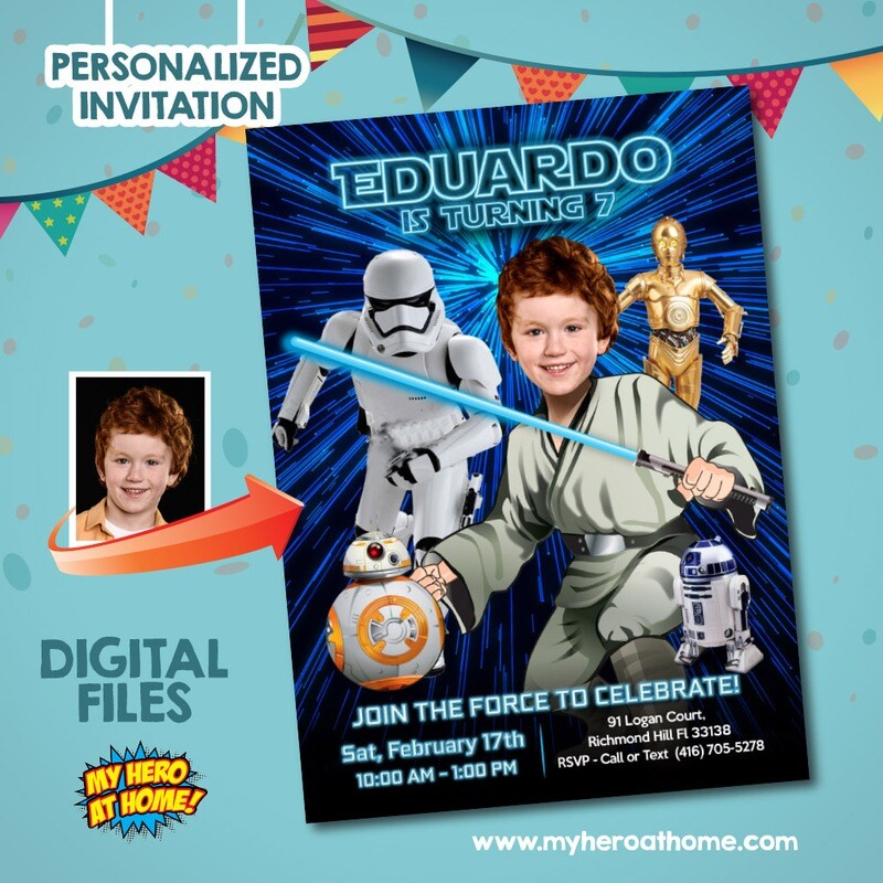 Jedi Birthday Party Invitation, Star wars droids invitation, Droids Theme party, Jedi Birthday Party Digital Invitation, Droids Invite. 797