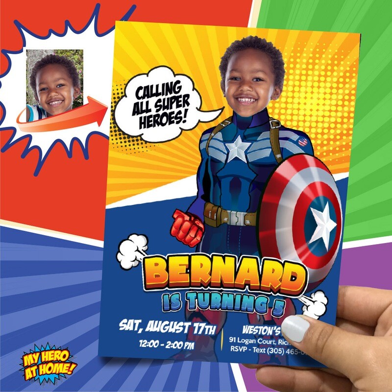 Captain America birthday Invitation. Captain America template Invitation