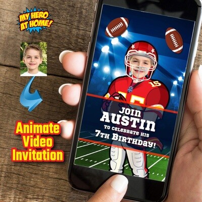 Football Video Party Invitation, Football Animated Party Invitation, Football Birthday Video Invitation, Time to kick off Video Party. 808