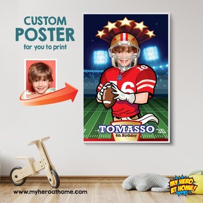 Custom Football Poster with photo, Football Printable Gift, Personalized Football gift, Football Fans Gifts, Football party decor. 812