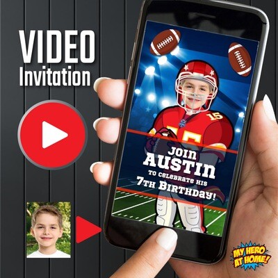 Football Video Party Invitation, Football Animated Party Invitation, Football Birthday Video Invitation, Time to kick off Video Party. 808