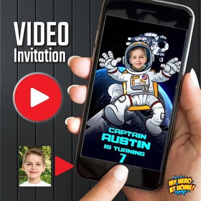 Astronaut Video Party Invitation, Astronaut Animated Party Invitation, Out of this World Party Video Invitation, Outer Space Video Party 799