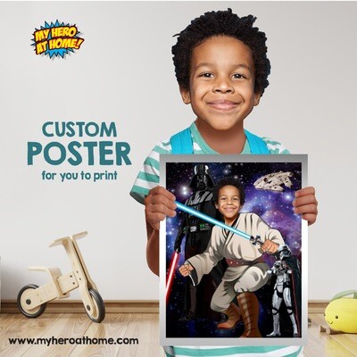 Jedi Poster with photo, Custom Jedi Decor, Personalized Jedi Gifts, Jedi Wall, Star Wars Poster with photo, Jedi theme Party. 497