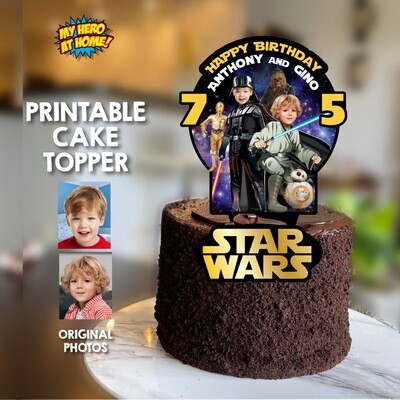 Joint Star Wars Cake topper, Star Wars siblings cake decor, Jedi Darth Vader cake topper, Joint Darth Jedi Cake topper. 586
