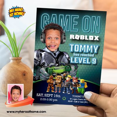 Gaming Birthday Party Invitation template, Game On Party Invitation with photo, Video Gamers Party Invitation, Gaming digital Invitation. 860