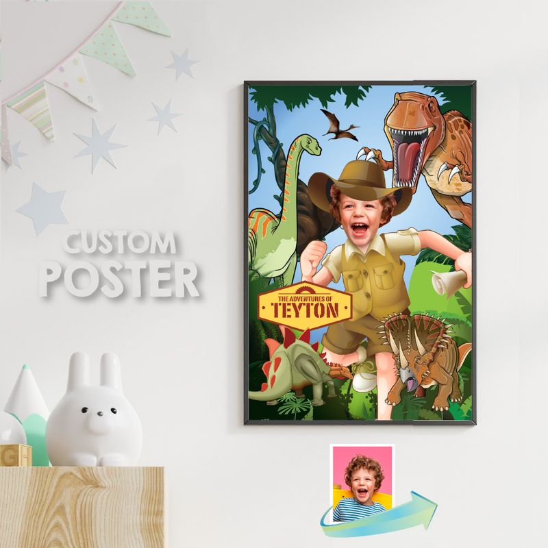 Dinosaurs Poster with photo, Custom Dinosaurs Gifts, Poster with Dinosaurs, Dinosaurs Room Decor, Dinosaurs Wall, Dinosaurs Party Decor. 468