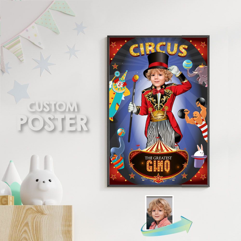 Carnival Poster with photo, Custom Carnival gifts, Ringleader Poster, Carnival wall Decor, Carnival backdrop, Carnival Party Decor. 509