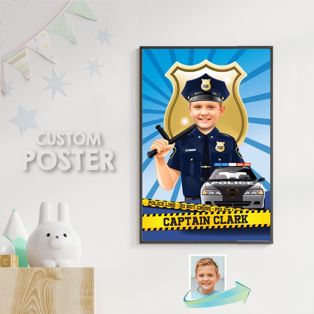 Police Poster with photo, Police Decoration, Police Room Decor, Custom Police Gifts, Police Party Decor, Police Wall, Policeman poster. 573