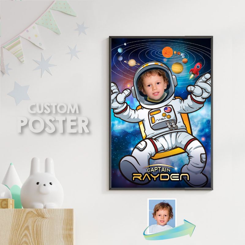 Astronaut Poster with photo, Custom Astronaut Gifts, Astronaut Decor, Astronaut Wall, Astronaut Photo Poster, Custom Outer Space poster. 359