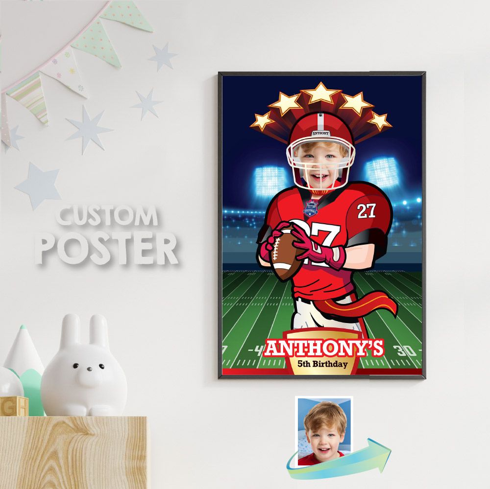 Custom Football Poster. Football Room Decor.  Football Poster with photo. Custom Football Gifts. 465