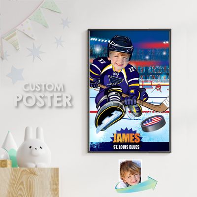Hockey Poster, Custom Hockey Gifts, Hockey Room Decor, Hockey Backdrop, Custom Hockey Poster, Ice Hockey Poster. 347B