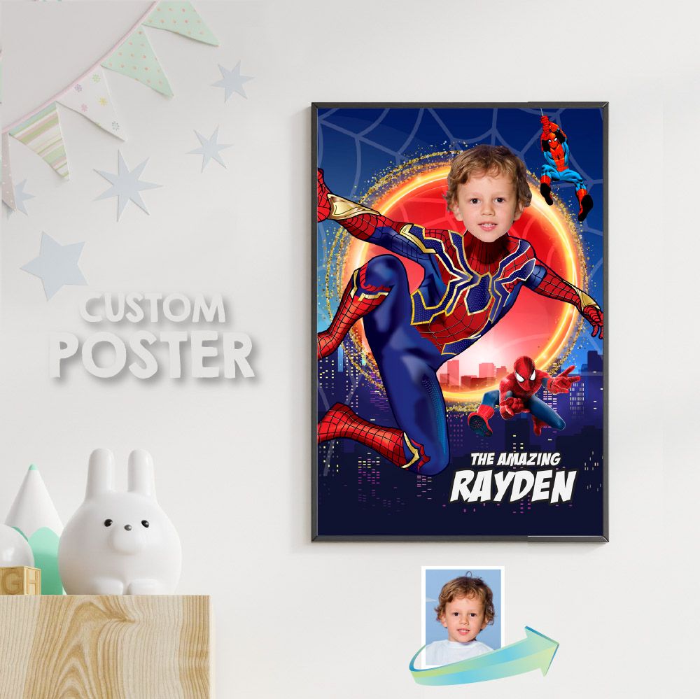 Iron Spider Poster with photo, Custom Iron Spiderman Poster, Personalized Iron Spider poster, Iron Spidey Poster. 557B