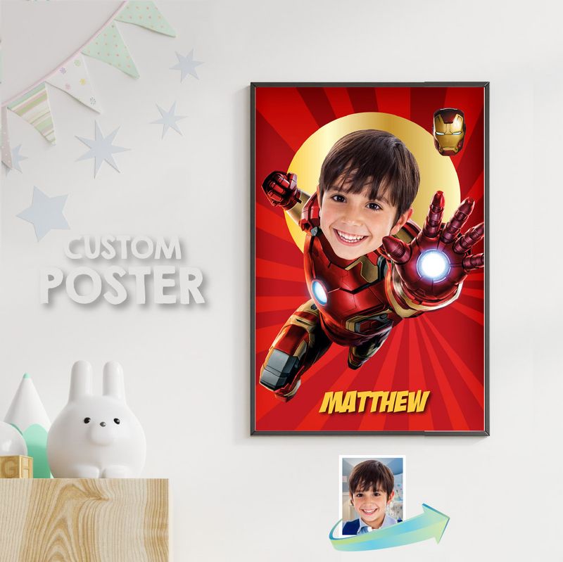 Iron Man Photo Poster, Ironman Gifts with photo, Custom Iron Man Decoration, Iron Man Backdrop. Custom Ironman Poster. 475B