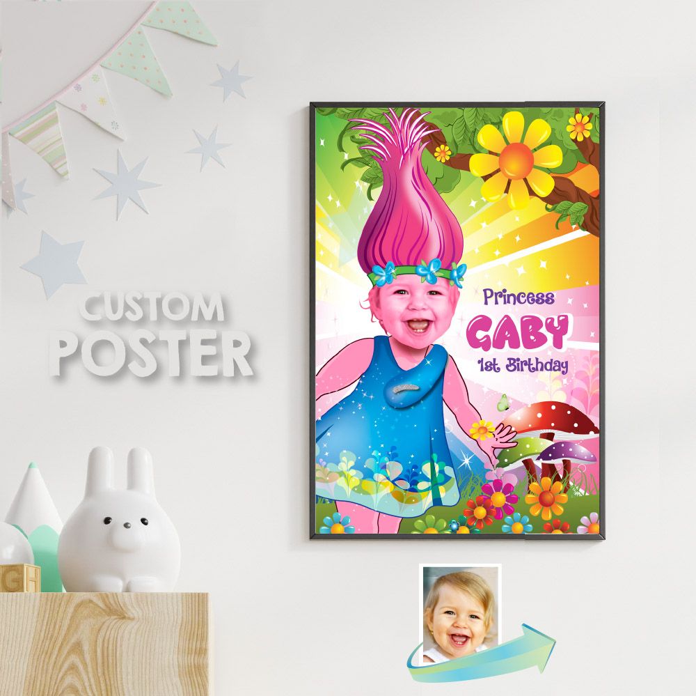 Trolls Poster, Princess Poppy Poster, Trolls Room Decor, Trolls Wall, Princess Poppy party Decor, Trolls Backdrop, Trolls Art poster. 372