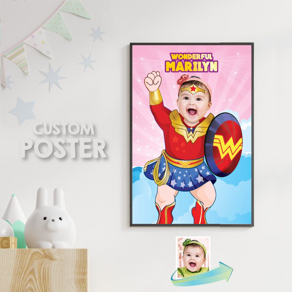 Baby Wonder Woman Poster, Baby Wonder Woman Gift, Baby Wonder Woman Decor, Baby Wonder Woman Nursery. 427