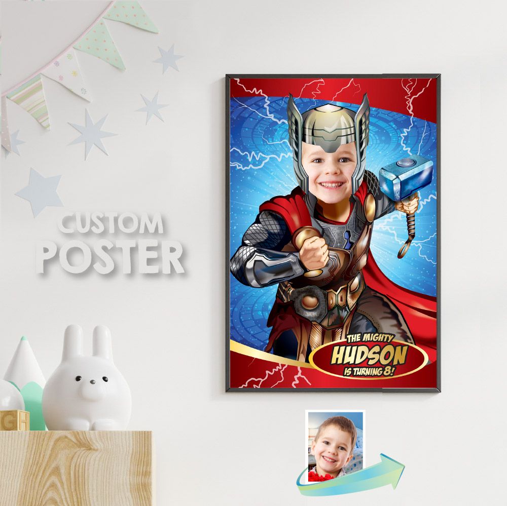 Thor Poster with photo, Thor Room Decor, Thor Wall Decor, Thor backdrop, Thor Backdrop, Thor Party decor, Printable Thor Poster. 530