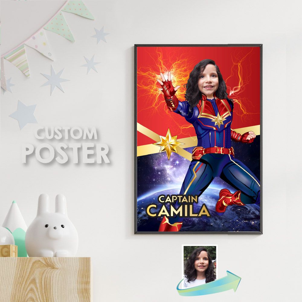 Captain Marvel Poster, Captain Marvel Gifts, Captain Marvel Decor, Captain Marvel Backdrop, Captain Marvel Party Decor. 373