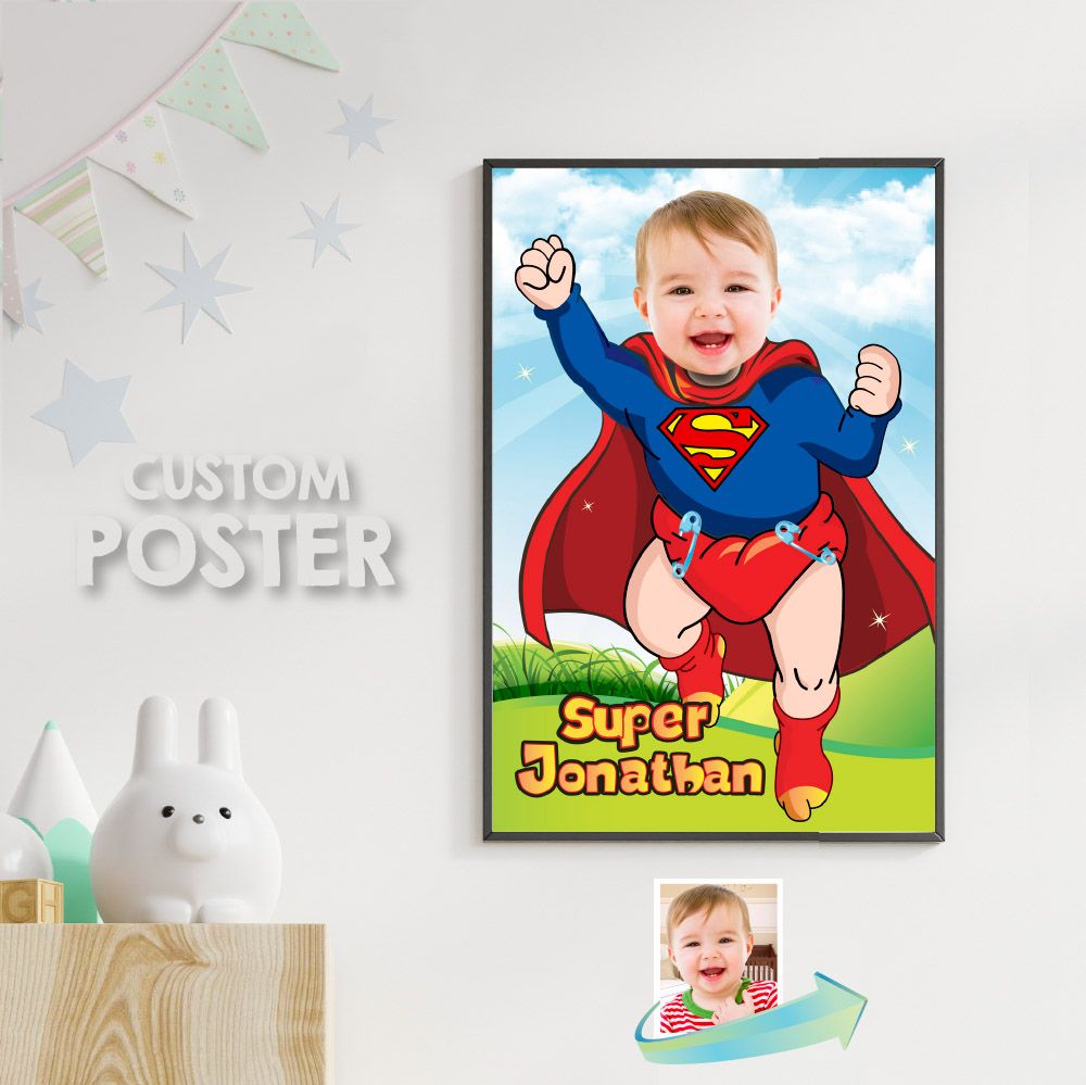 Baby Superman Poster with photo, Baby Superman Gifts, Baby Superman Nursery, Baby Superman Wall Decor. 368