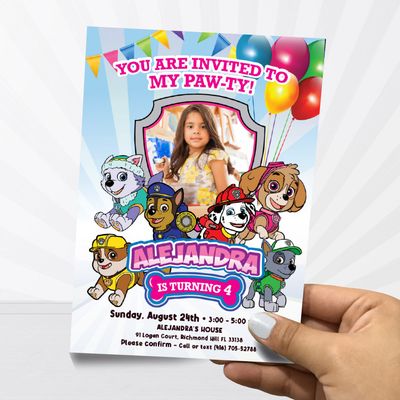 Paw Patrol Invitation with Girl photo, Girl Paw Patrol Party, Paw Patrol Girl Birthday, Paw Patrol Girl party online, Girl Paw Patrol flyer. 894