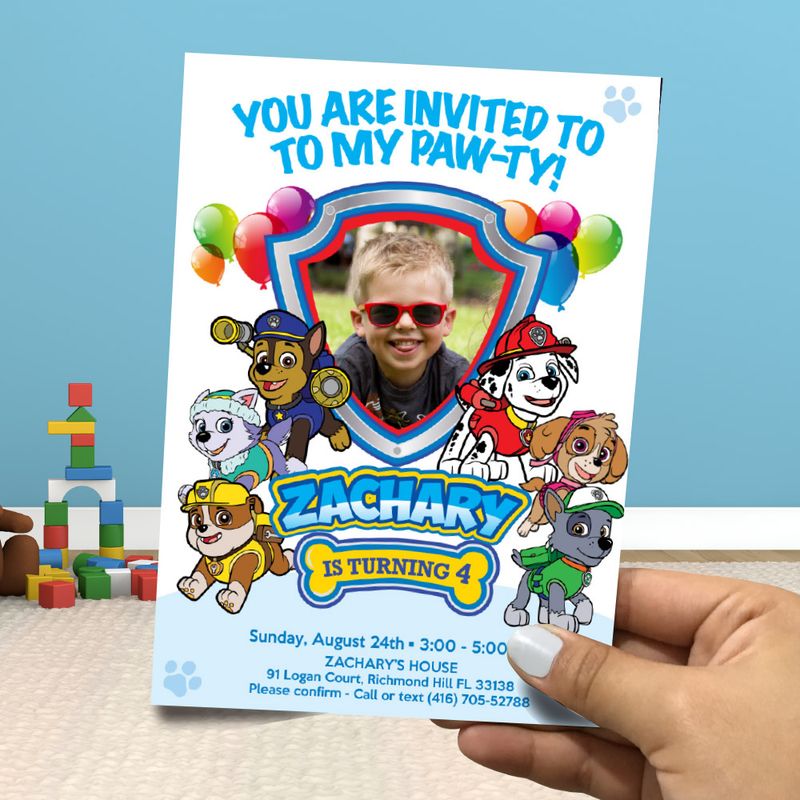 Paw Patrol birthday Invitation with photo, Paw Patrol Party, Paw Patrol Birthday, Paw Patrol online, Paw Patrol flyer. 895