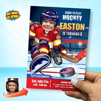 Florida Panthers Invitation, Florida Panthers photo invitation, Florida Panthers Digital Invitation, FL Panthers template. 337