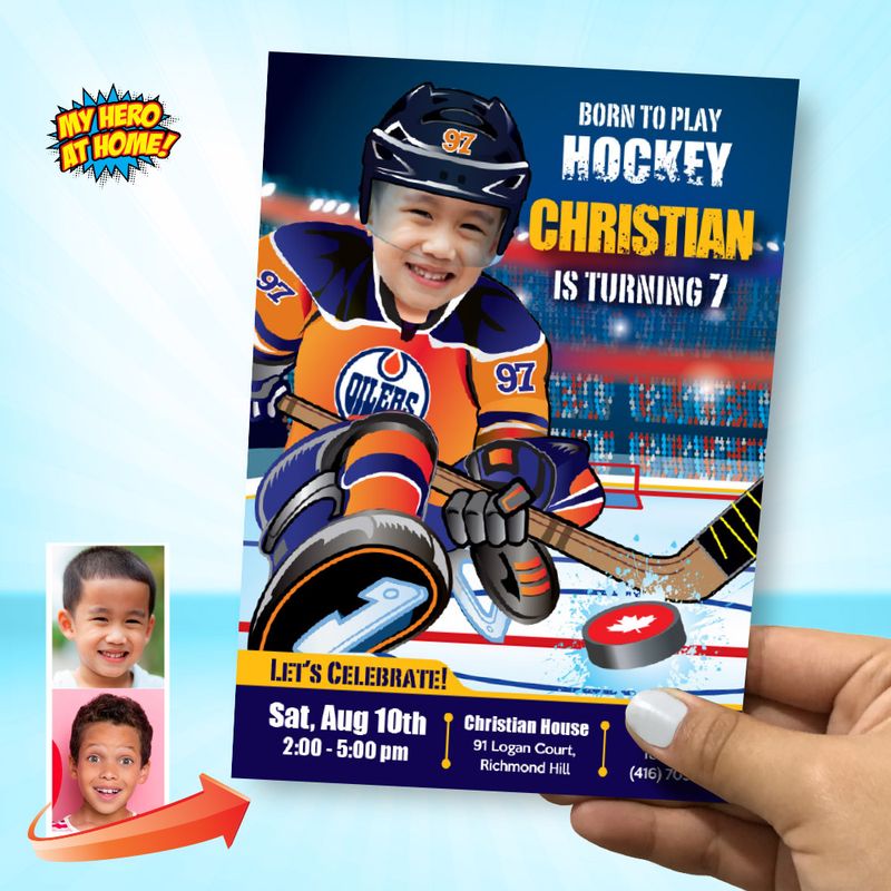 Oilers Party Invitation with photo, Oilers birthday invitation, Oilers Digital Invitation. Oilers theme party for kids. 331