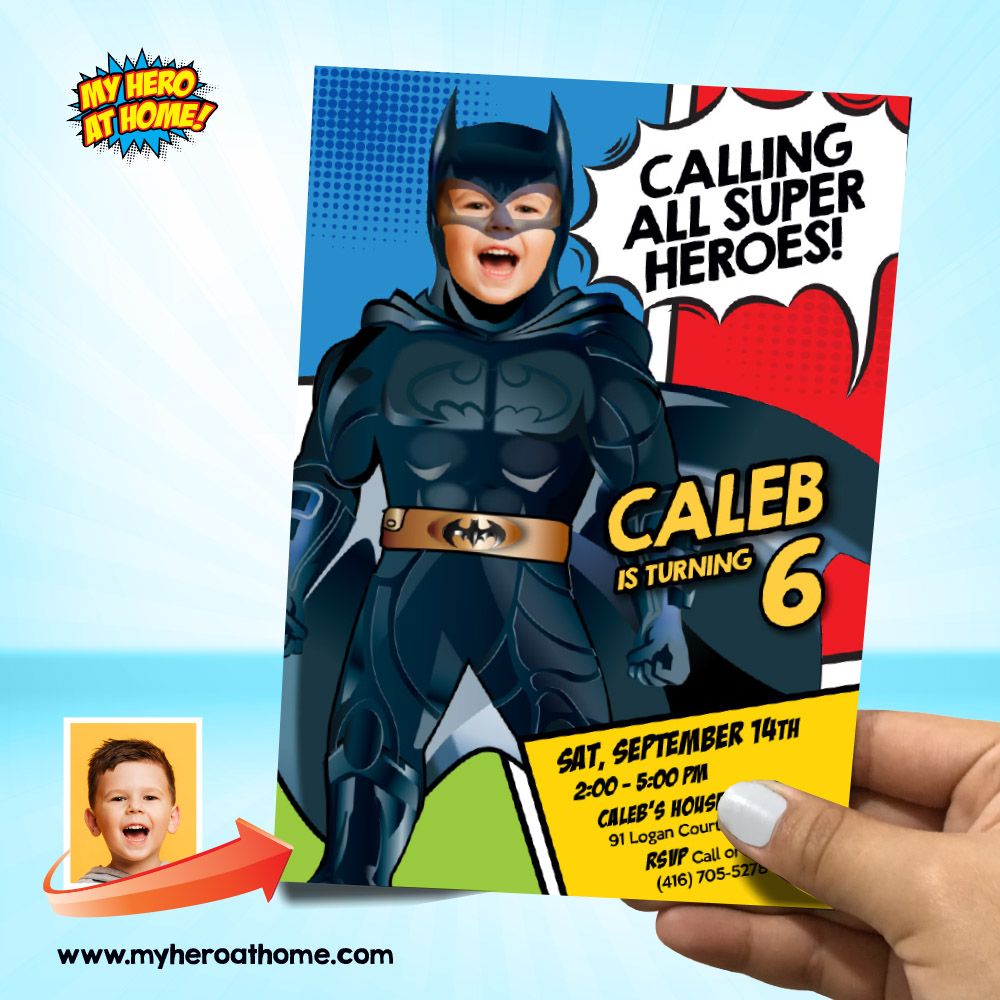 Batman Birthday Invitation. Batman theme Party. Batman Digital Invitation. Batman Thank You card. 689