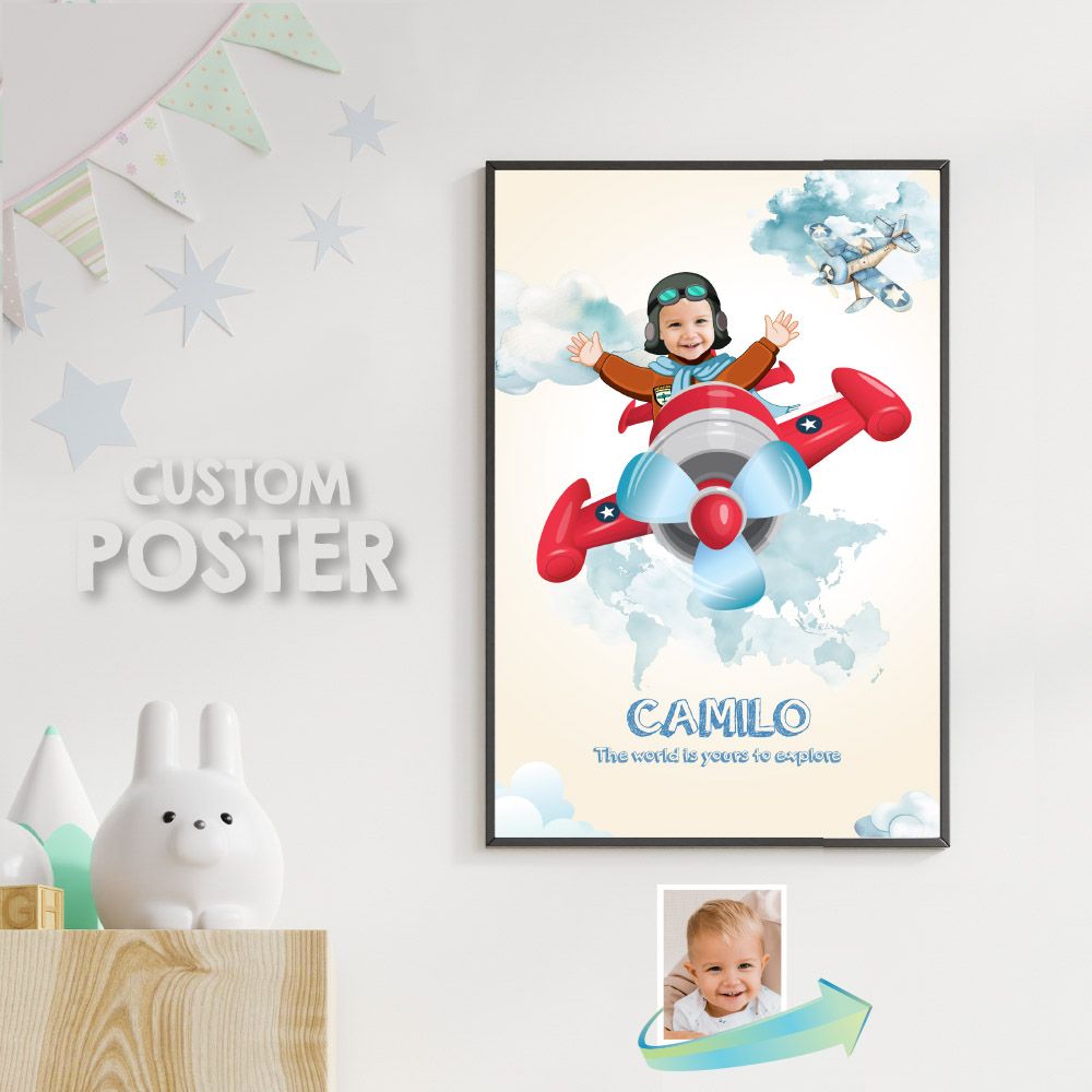 Personalized Airplane Print with photo, Printable Airplane Gifts, Prints themed Airplane decor, Let your dream take you places print. 918