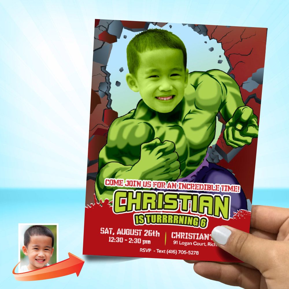 Hulk Party Invitation, Hulk Digital, Hulk invitation, Hulk Thank You, Hulk Party Favor, Hulk Favor Tags. 088