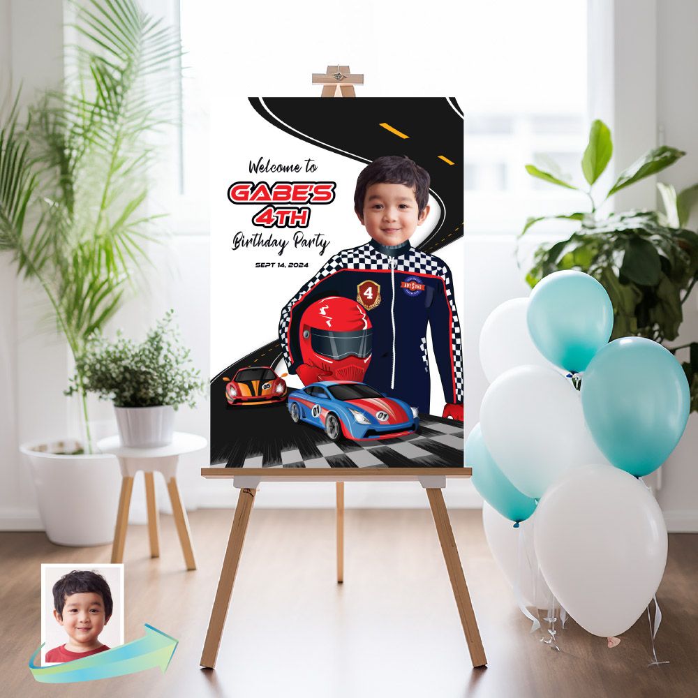 Welcome sign Race Car Birthday, Racing Car welcome party, Racing Car Birthday Sign, Cars Party Entrance Sign, Racing Track Welcome sign. 957