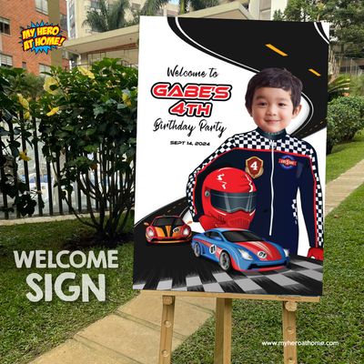 Welcome sign Race Car Birthday, Racing Car welcome party, Racing Car Birthday Sign, Cars Party Entrance Sign, Racing Track Welcome sign. 957