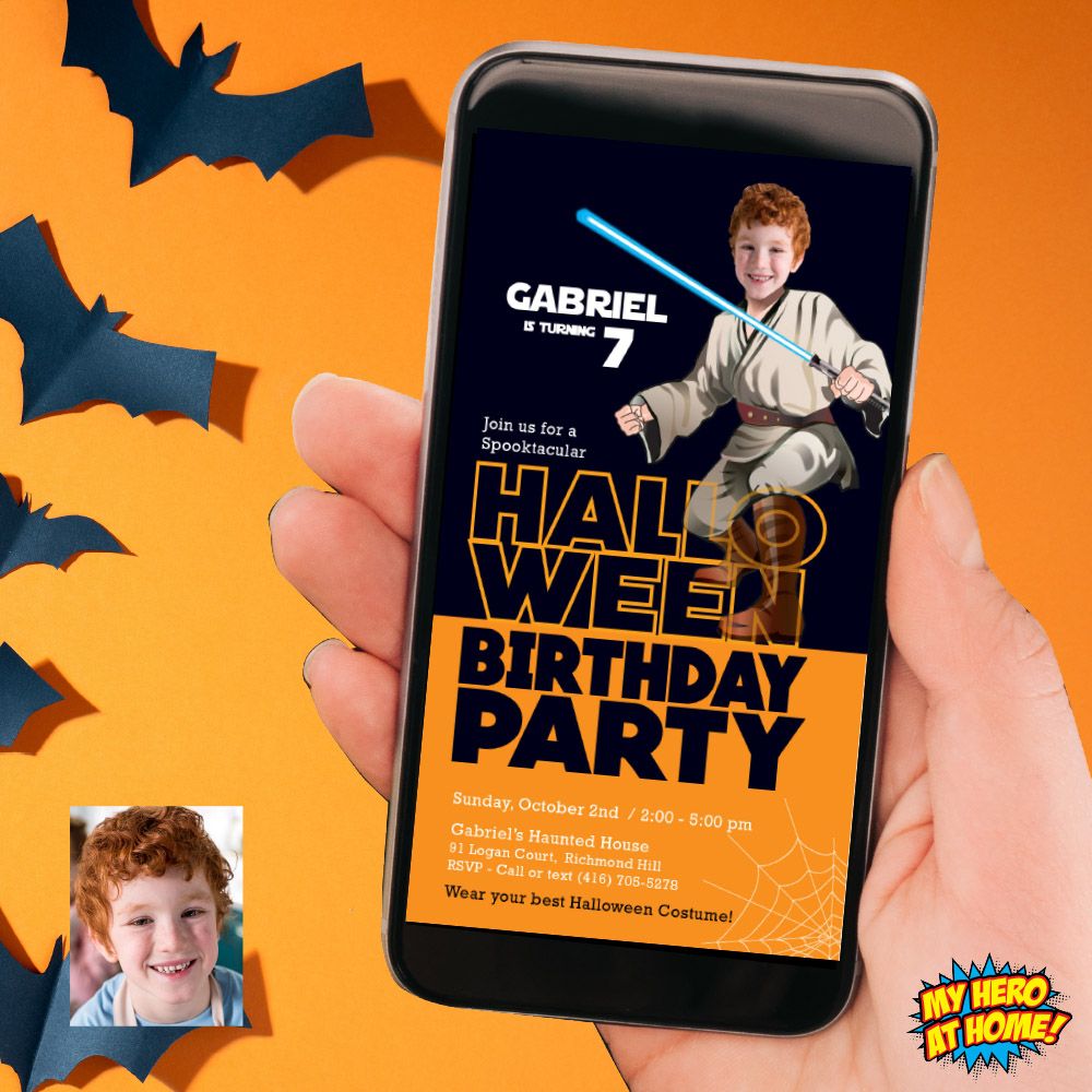 Halloween Star Wars party invitation, Halloween Star Wars phone invite, Halloween Star Wars mobile, Halloween Star Wars digital. 961