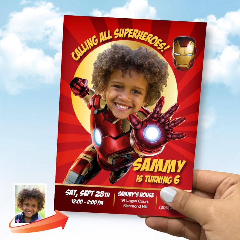 Iron Man Birthday Invitation, Iron man Party Invitation, Iron Man Digital Invitation, Iron man template, Ironman birthday flyer invite. 098