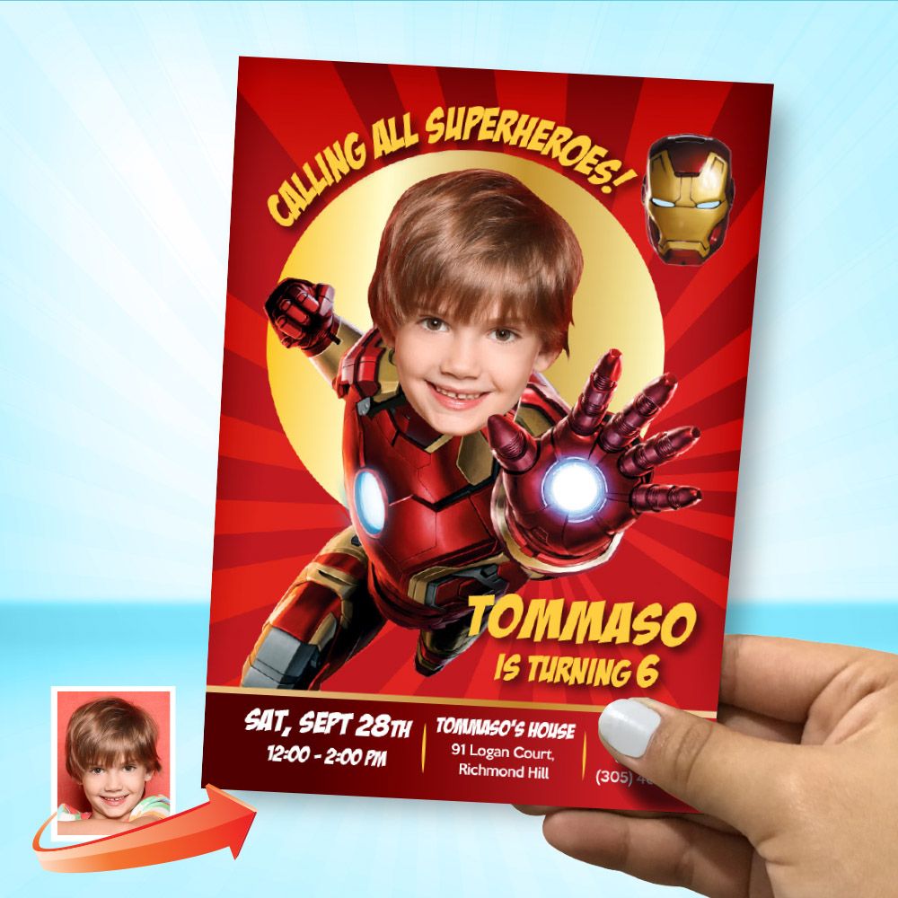 Ironman Birthday Invitation, Ironman Party Invitation, Ironman Digital Invitation, Ironman template, Ironman party flyer invite. 098C