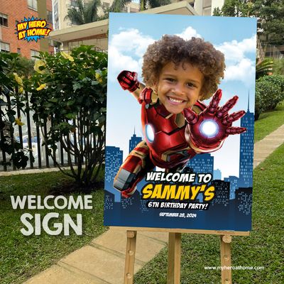 Iron Man Welcome sign with photo, Iron Man welcome party, Iron Man Birthday Sign, Iron Man Party Entrance Print, Iron Man Welcome. 985